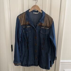 Vintage Nancy Bolen Western Style Denim Button Up Top Women’s Size 12